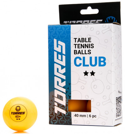 Мяч для настольного тенниса TORRES Club 2*, арт.TT23013 (упак. 6 шт.)