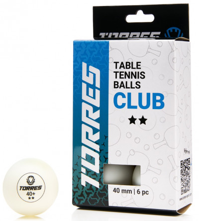 Мяч для настольного тенниса TORRES Club 2*, арт.TT23014 (упак. 6 шт.)